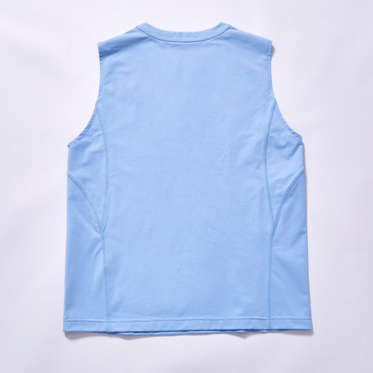 custom logo light blue men sleeveless tank top crew neck relaxed fit sports design lightweight anti sweat summer fitness vest gym fitness jogging running outdoor