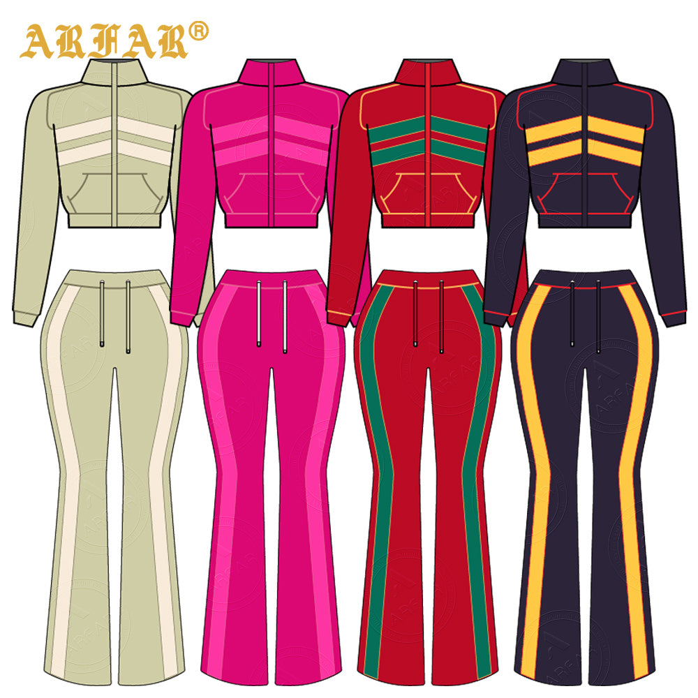 Waffle Knit Set Trendy Women's Clothing Custom 2026 New Color Blocking Long Sleeve Flared Pants 2 Pcs Loungewear Supplier
