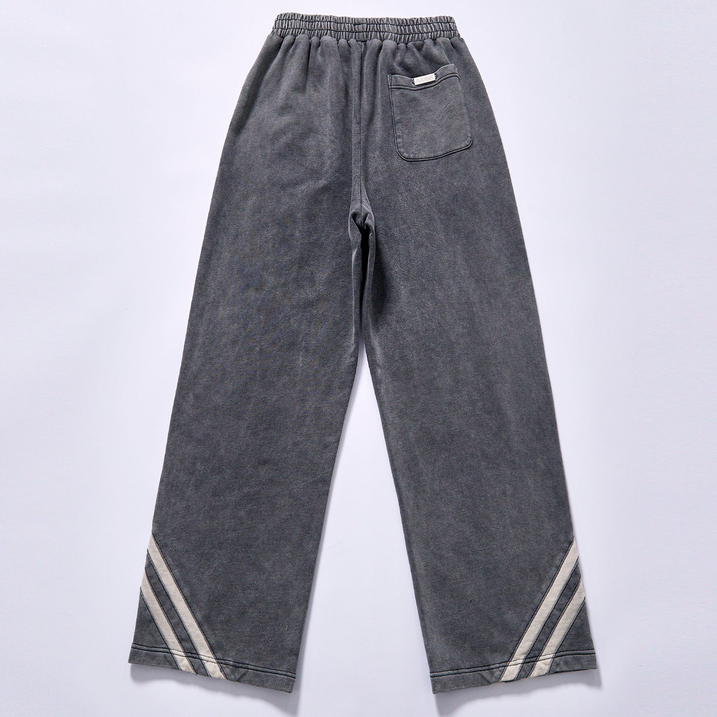 bulk wholesale pigment washed elastic waist loose straight track trousers double off white diagonal stripes on leg bottom unisex relaxed straight athletic sweat pants  city walk couple matching set