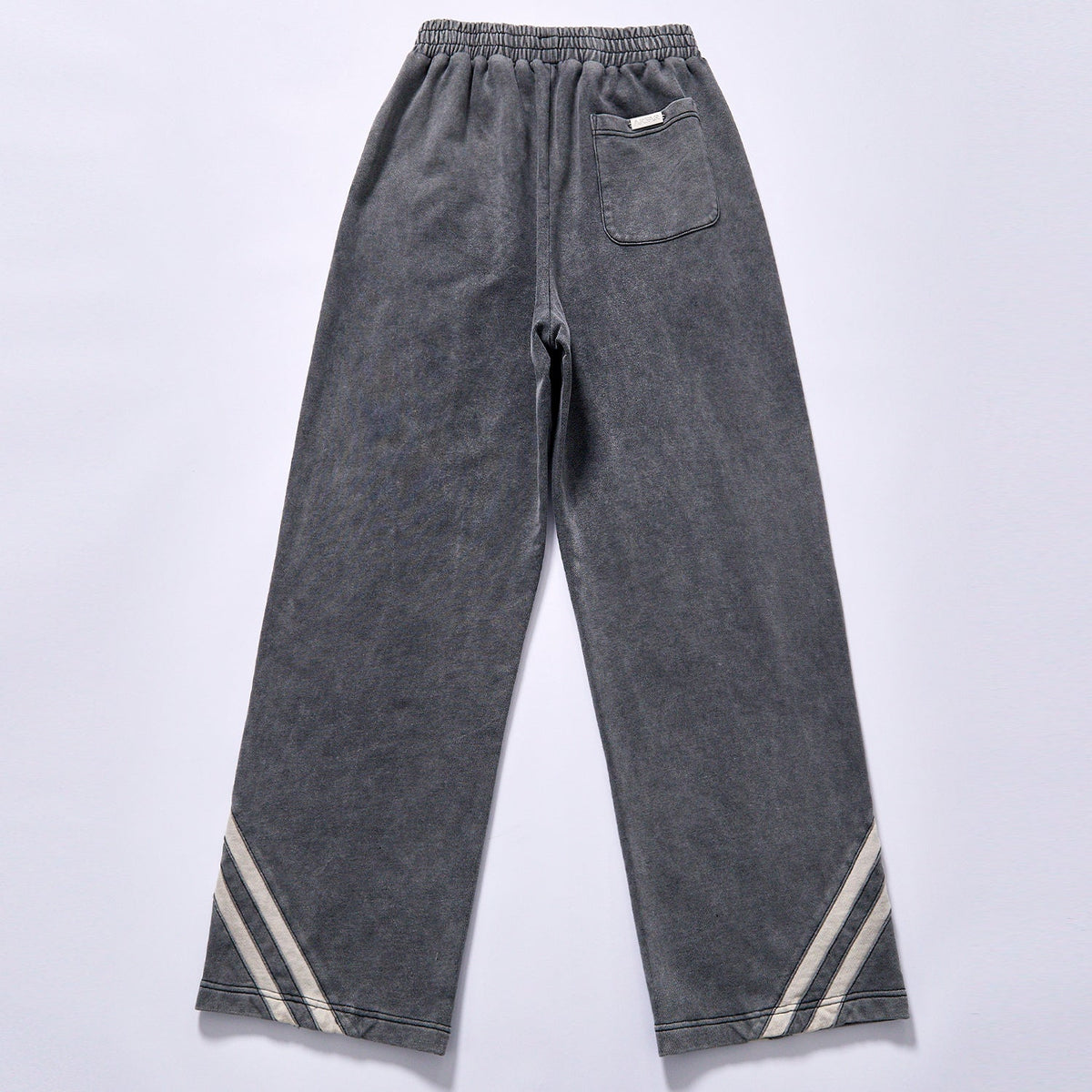 bulk wholesale pigment washed elastic waist loose straight track trousers double off white diagonal stripes on leg bottom unisex relaxed straight athletic sweat pants  city walk couple matching set