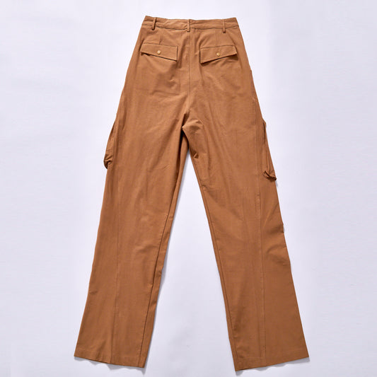 custom private label pleated wide leg utility trousers leg folded pleat detail multi pocket cargo trousers city walk