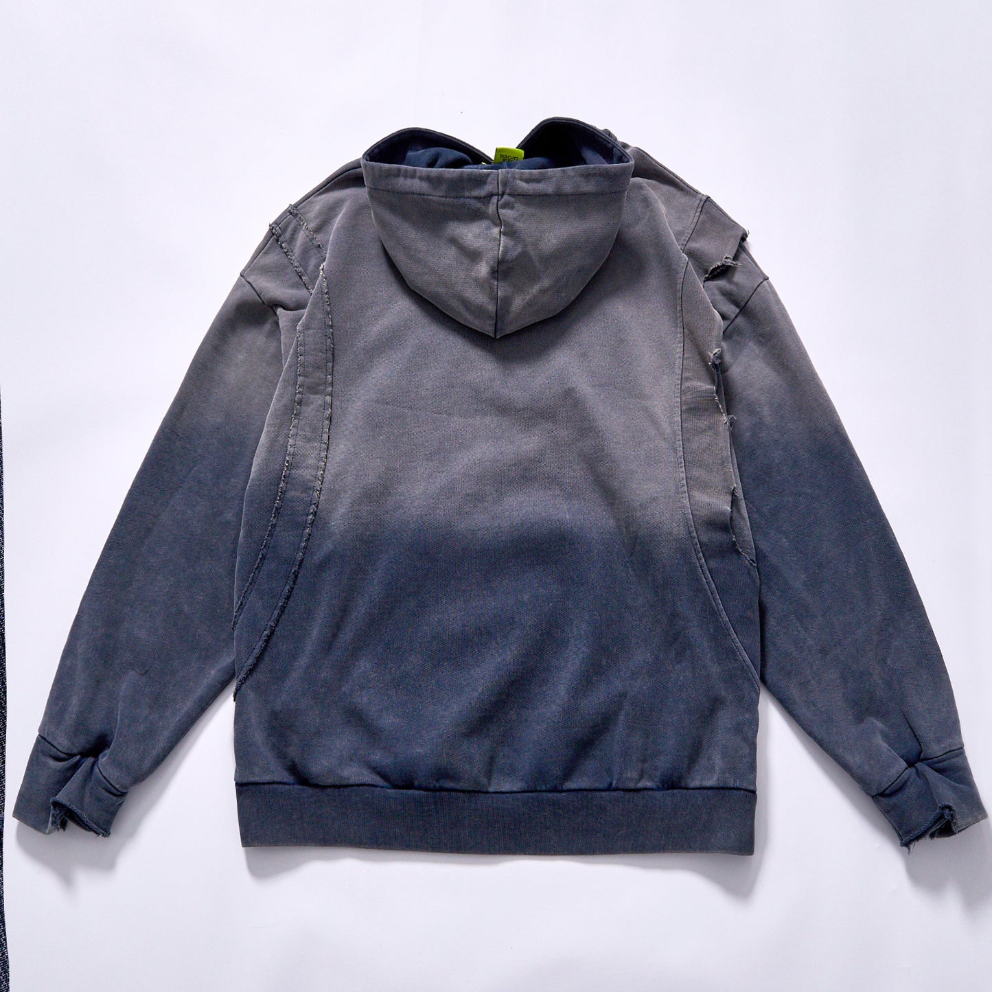 Fashion custom gradient acid washed grey raglan hoodie drop shoulder loose fit unisex multi sizes blank custom patch logo heavy cotton skate casual outer top