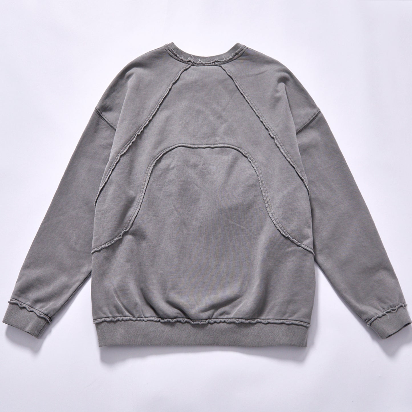 Custom Wholesale Deconstructed Sweatshirt vintage washed grey heavy cotton street sweat top  Support custom chest logo embroidery, small MOQ fast factory sampling