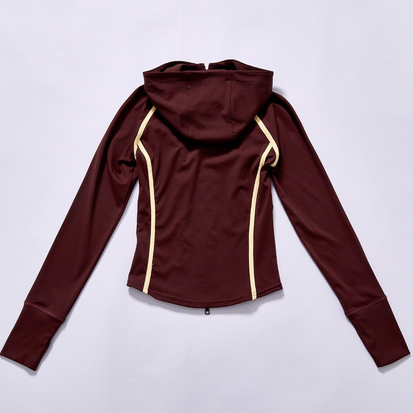 High Quality hooded slim zip workout jacket burgundy stretch fitness hooded outer layer embroidered logo quick dry workout hooded long sleeve  4-way stretch nylon spandex quick dry fabric yoga pilates training
