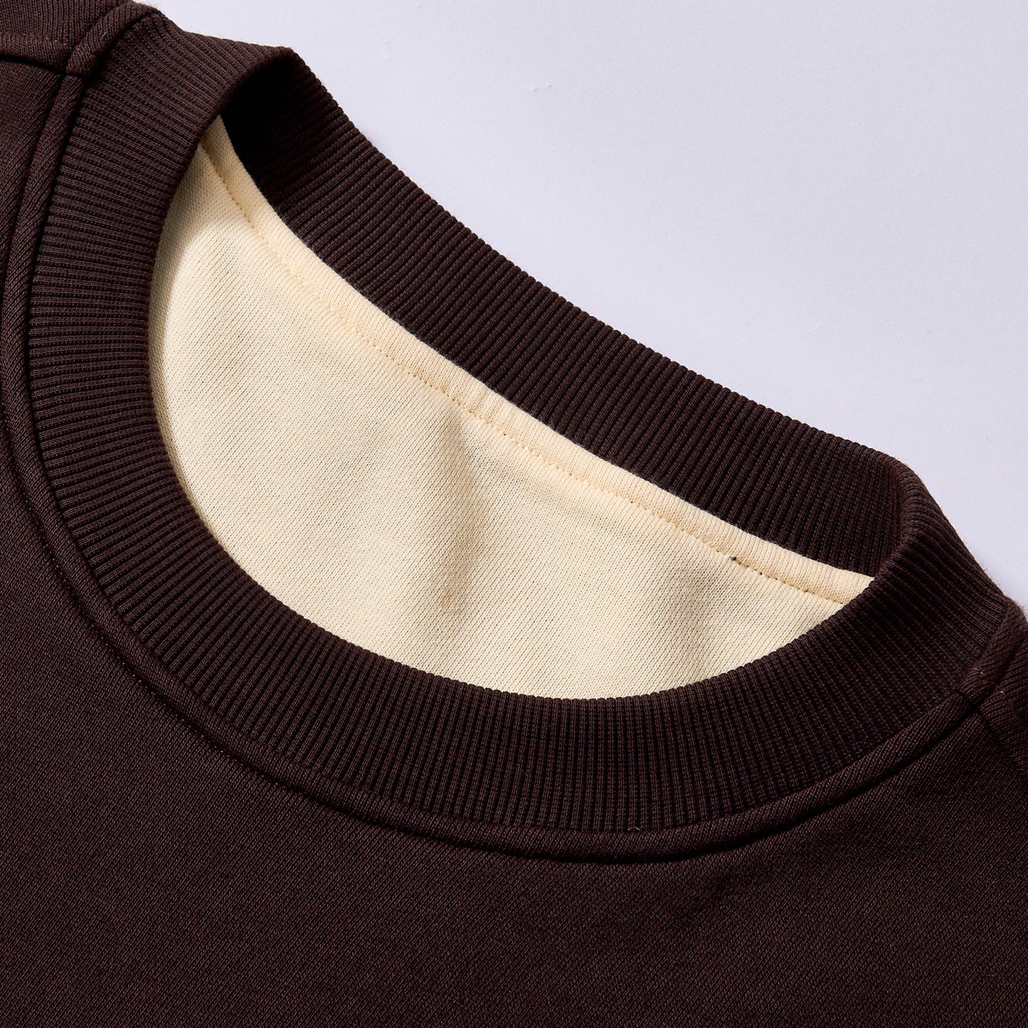 bulk wholesale crew neck pullover drop shoulder relaxed fit unisex loose two tone fleece top