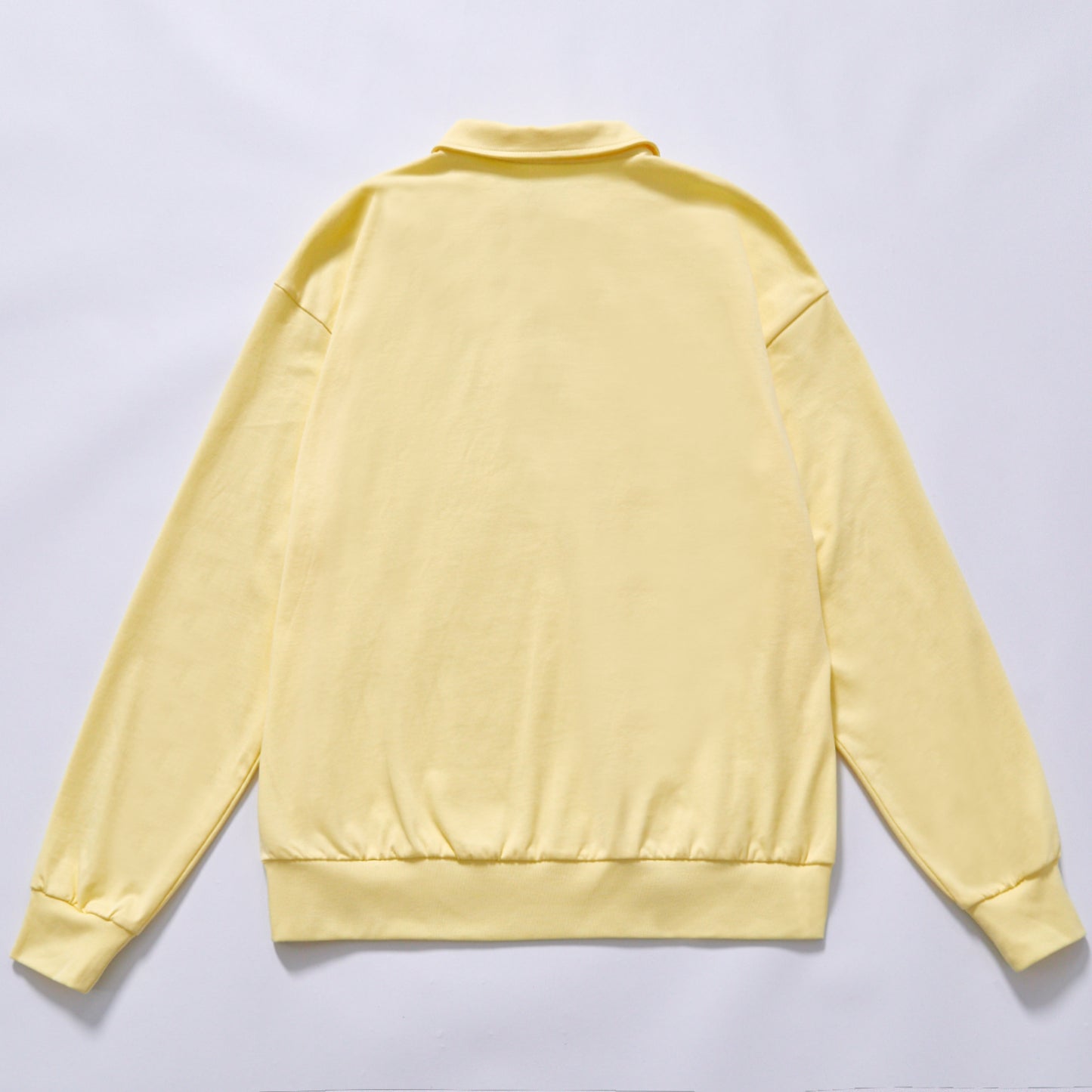 Custom logo yellow men half zip polo sweatshirt polo collar half zip sweatshirt relaxed fit men loose boxy fit breathable warm long sleeve sweatshirt daily commuting weekend