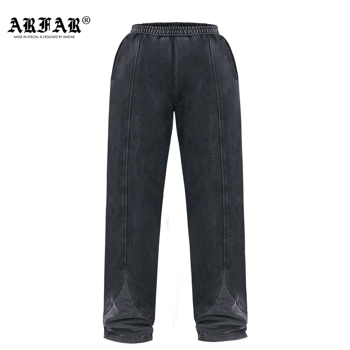 Black Washed Wide-Leg Pants