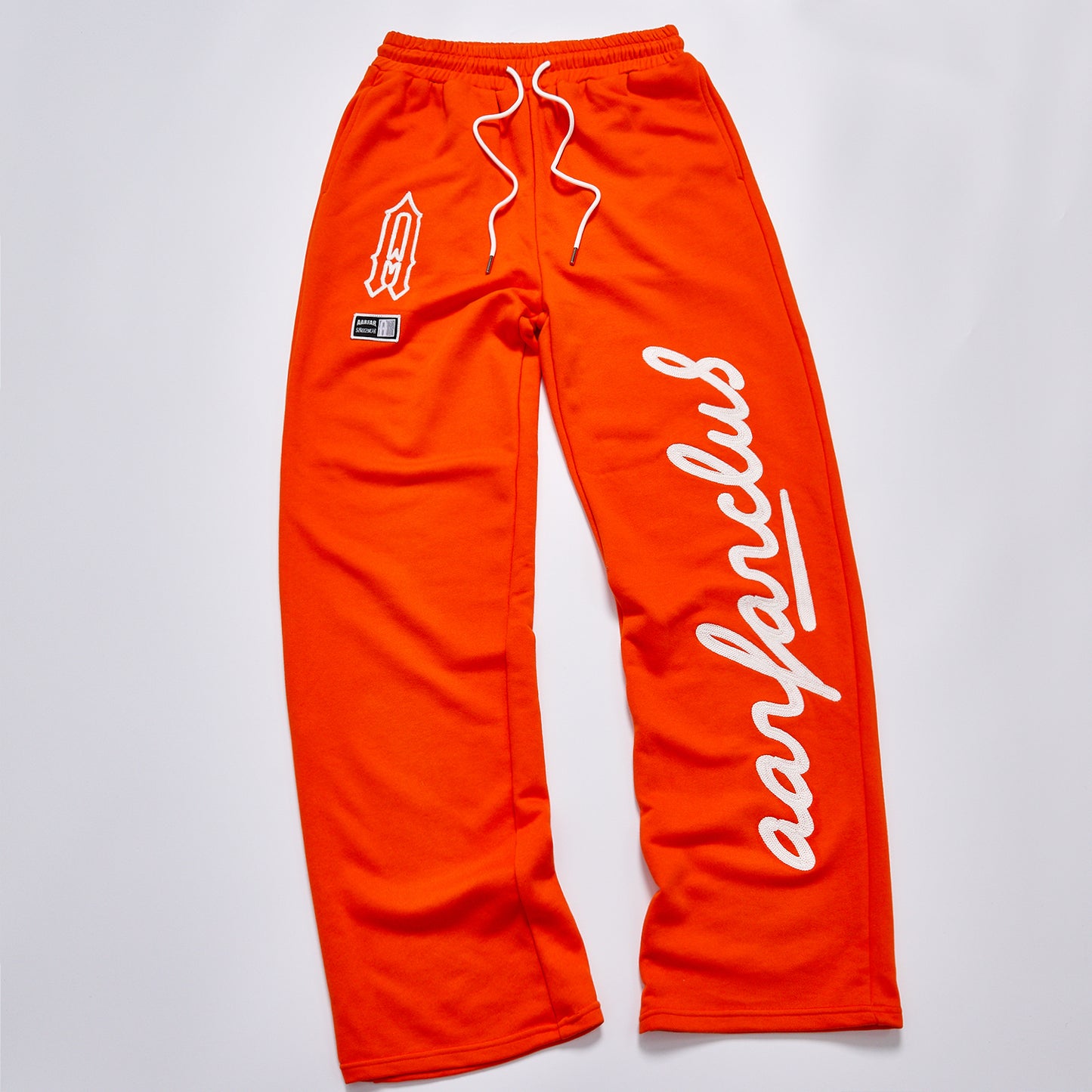 Custom Embroidered Letter Contrast Orange Wide Leg Sweatpants Unisex Loose Drawstring Waist Casual Streetwear Hip Hop Track Pants
