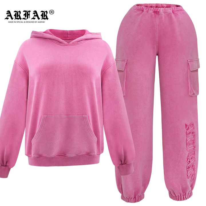 Acid-Wash Hoodie & Pocket Pants Set