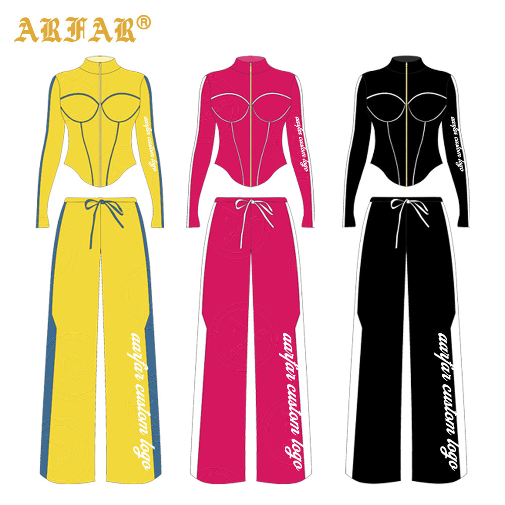 2 Piece Set Women Clothing Manufacturers Striped Color Block Hoodie and Sweatpants Women Custom Tracksuit Set