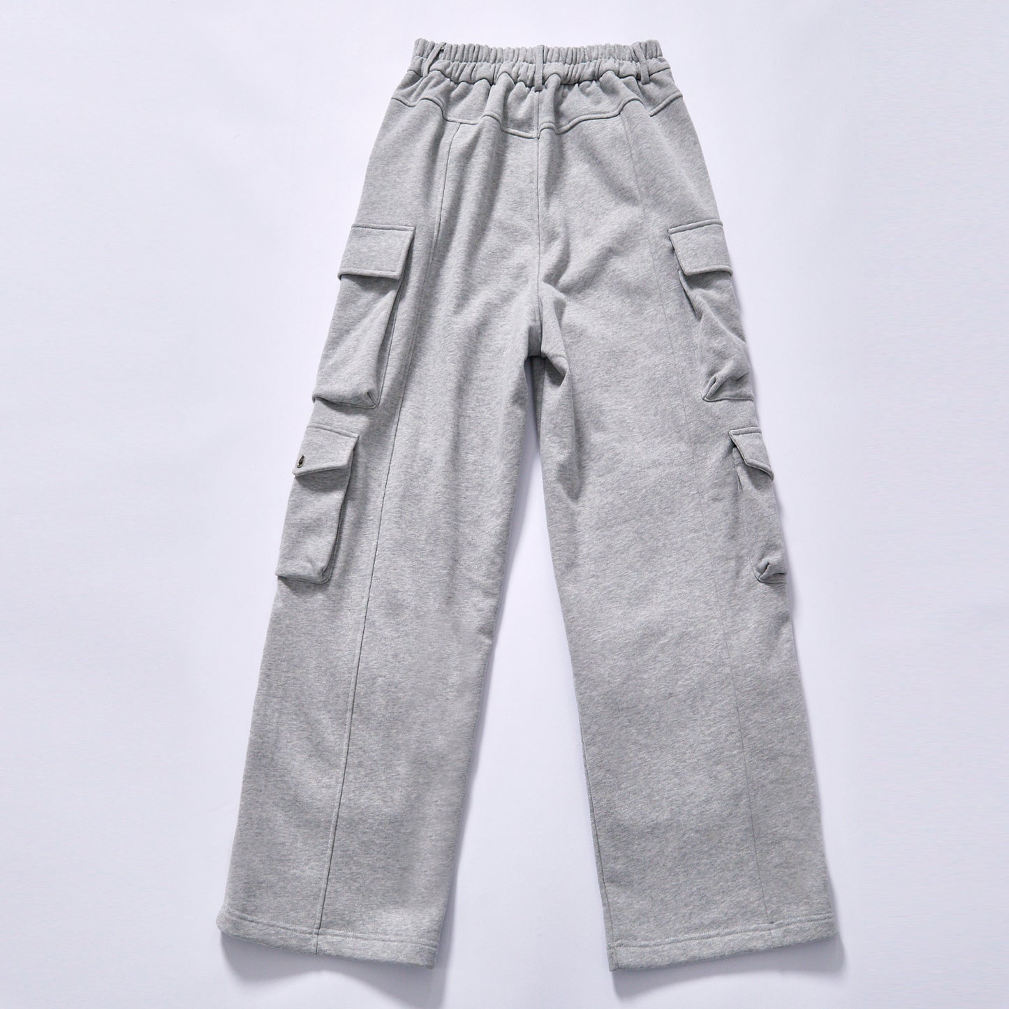 custom logo heather grey men cargo sweat pants  multiple side pockets loose wide leg trousers breathable thick casual utility trousers streetwear casual bottoms street fashion daily commuting