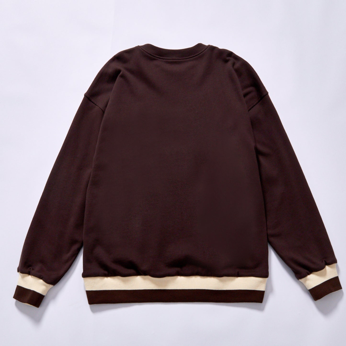 bulk wholesale crew neck pullover drop shoulder relaxed fit unisex loose two tone fleece top