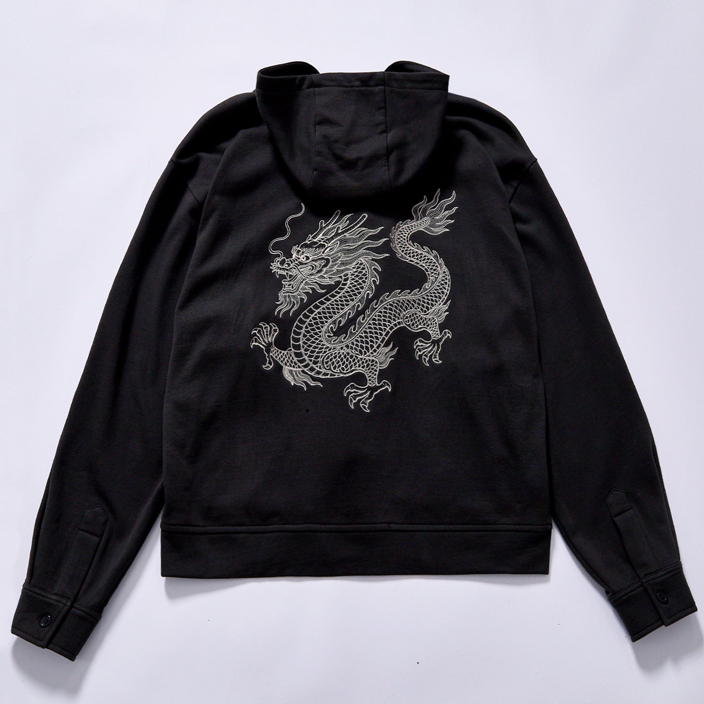 Custom trending High quality Men's Hoodies Sweatshirt chinese style embroidered fleece outerwear  drop shoulder relaxed fit frog‑button hooded jack cultural streetwear