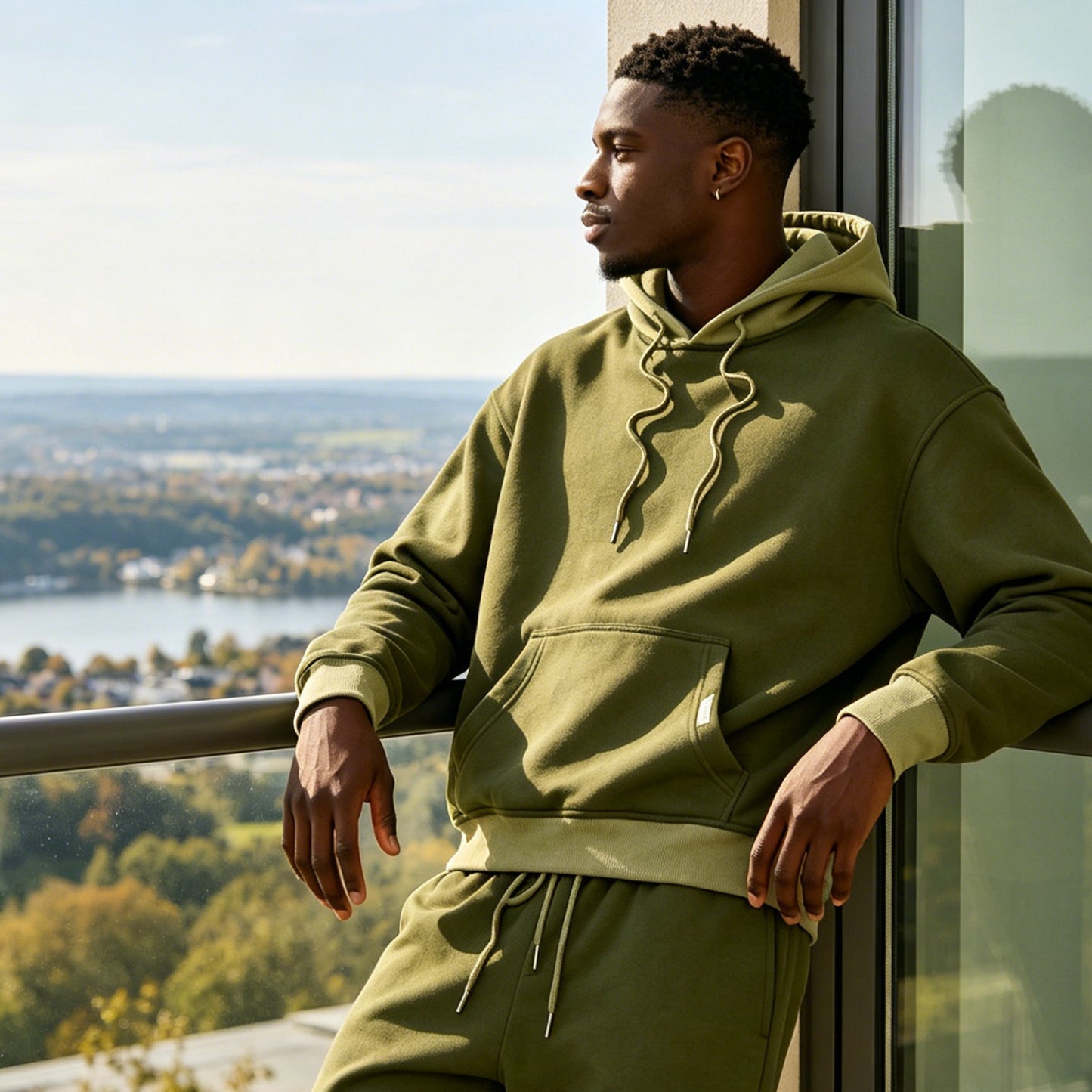 hot selling drawstring kangaroo pocket fleece top drop shoulder relaxed fit unisex loose vintage street hoodie city walk couple matching set