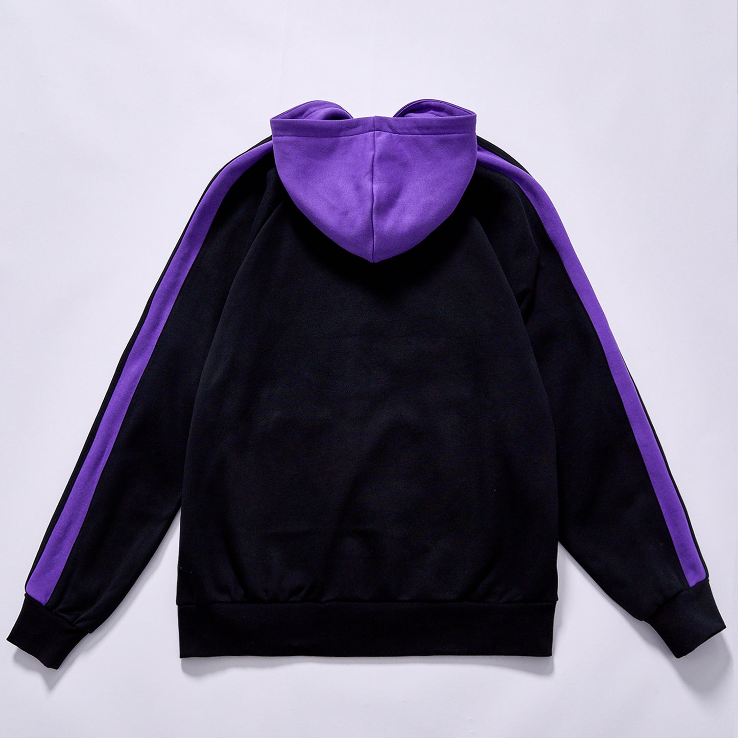 custom logo black purple color block hooded tracksuit  two piece hooded tracksuit full zip hoodie wide leg sweatpants kangaroo pocket elastic waist wide leg pants daily casual streetwear jogging leisure travel