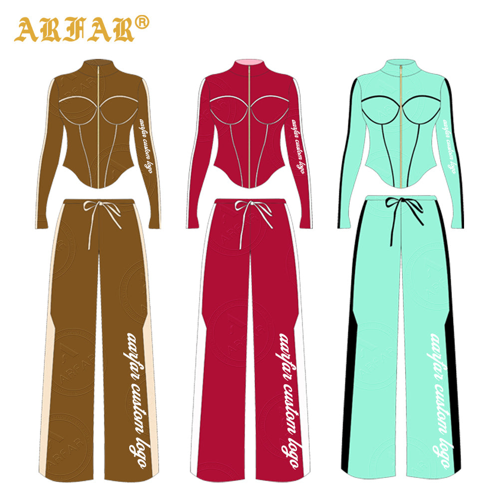 2 Piece Set Women Clothing Manufacturers Striped Color Block Hoodie and Sweatpants Women Custom Tracksuit Set