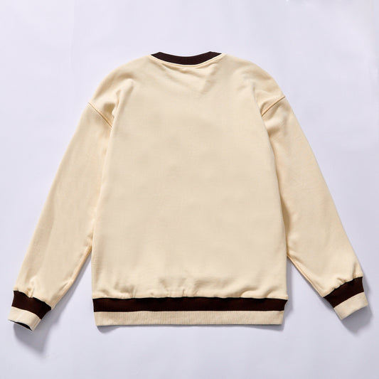 factory direct contrast patch pocket fleece sweatshirt drop shoulder relaxed fit spring autumn layering top city walk casual wear