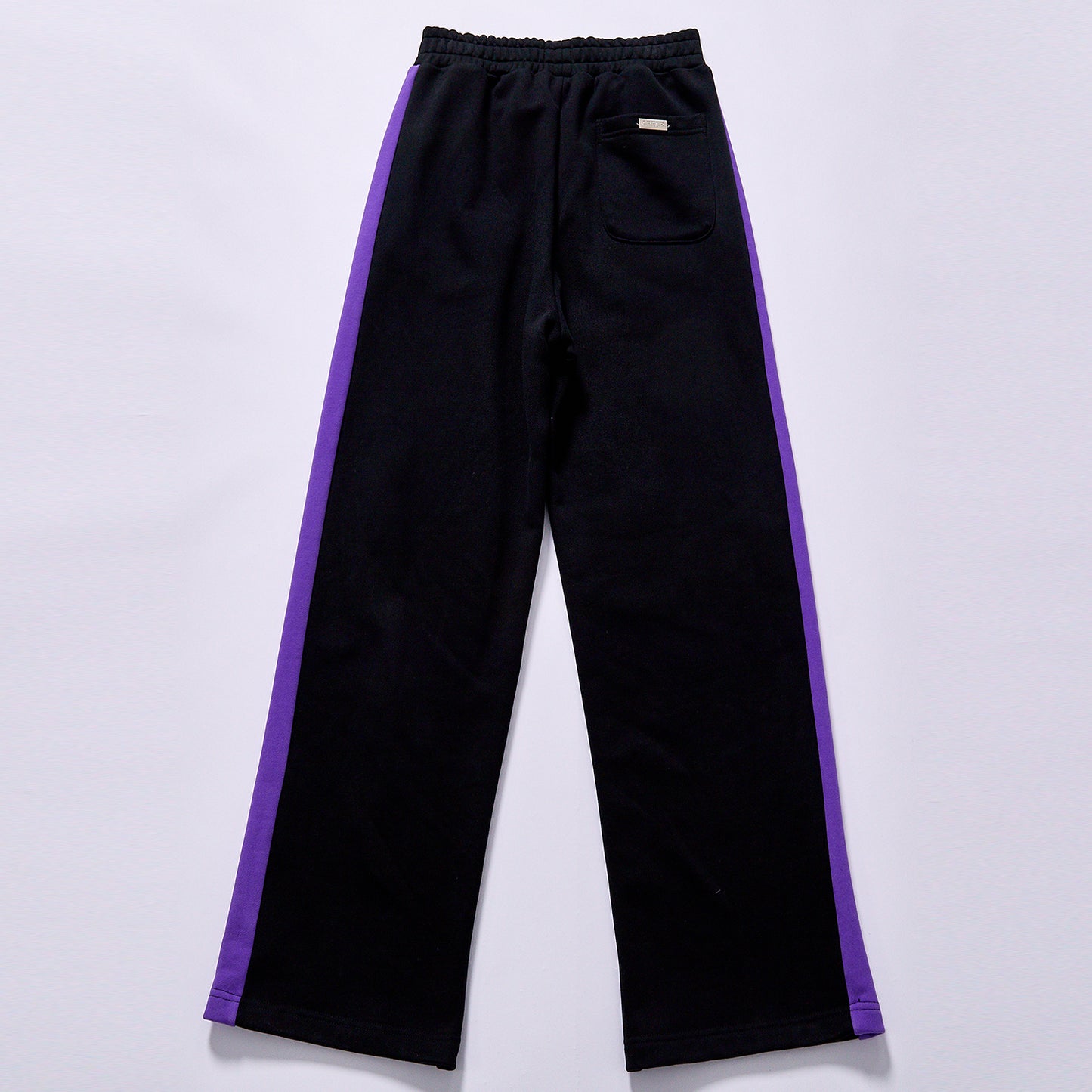 custom logo black purple color block hooded tracksuit  two piece hooded tracksuit full zip hoodie wide leg sweatpants kangaroo pocket elastic waist wide leg pants daily casual streetwear jogging leisure travel