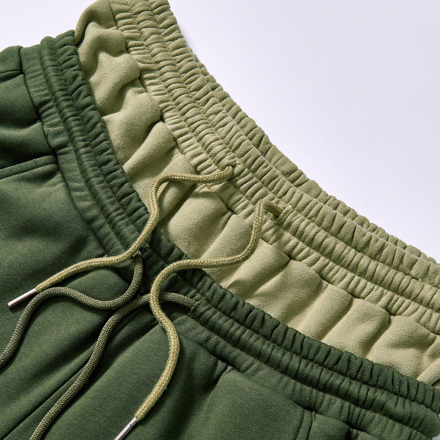hot selling Custom shorts dual spliced waist knee length fleece shorts relaxed straight knee cut hem outdoor hiking casual knee length sweat pants city walk couple matching set