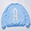 Gothic Letter Embroidery Baby Blue Crewneck Sweatshirt Unisex Loose Fit Long Sleeve Pullover Streetwear Casual Daily Oversized Sweat Top