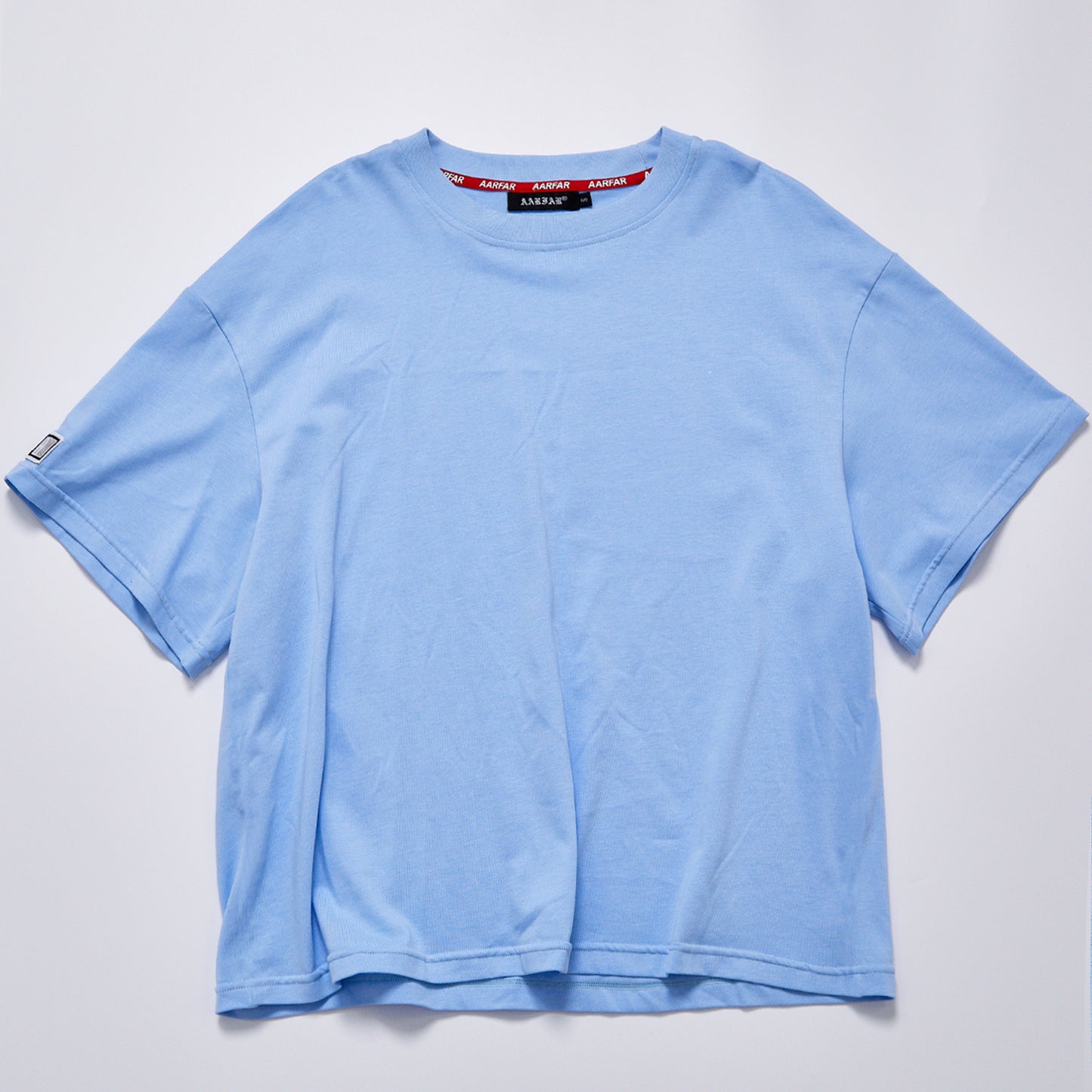Solid Light Blue Plain Crew Neck Loose Oversized Short Sleeve Tee Unisex Daily Basic Cotton T-Shirt Casual Minimalist Streetwear Blank Tee Top