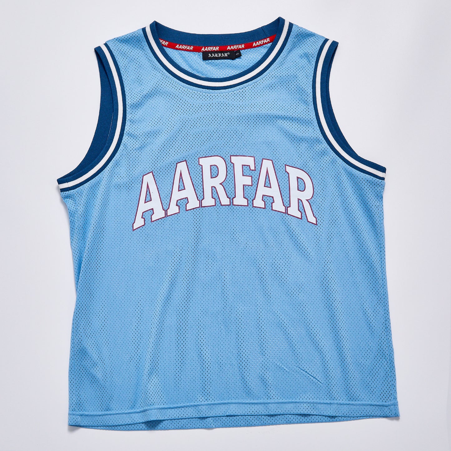 AARFAR Letter Print Mesh Basketball Jersey Unisex Summer Contrast Trim Sleeveless Tank Top Streetwear Casual Sports Training Vest
