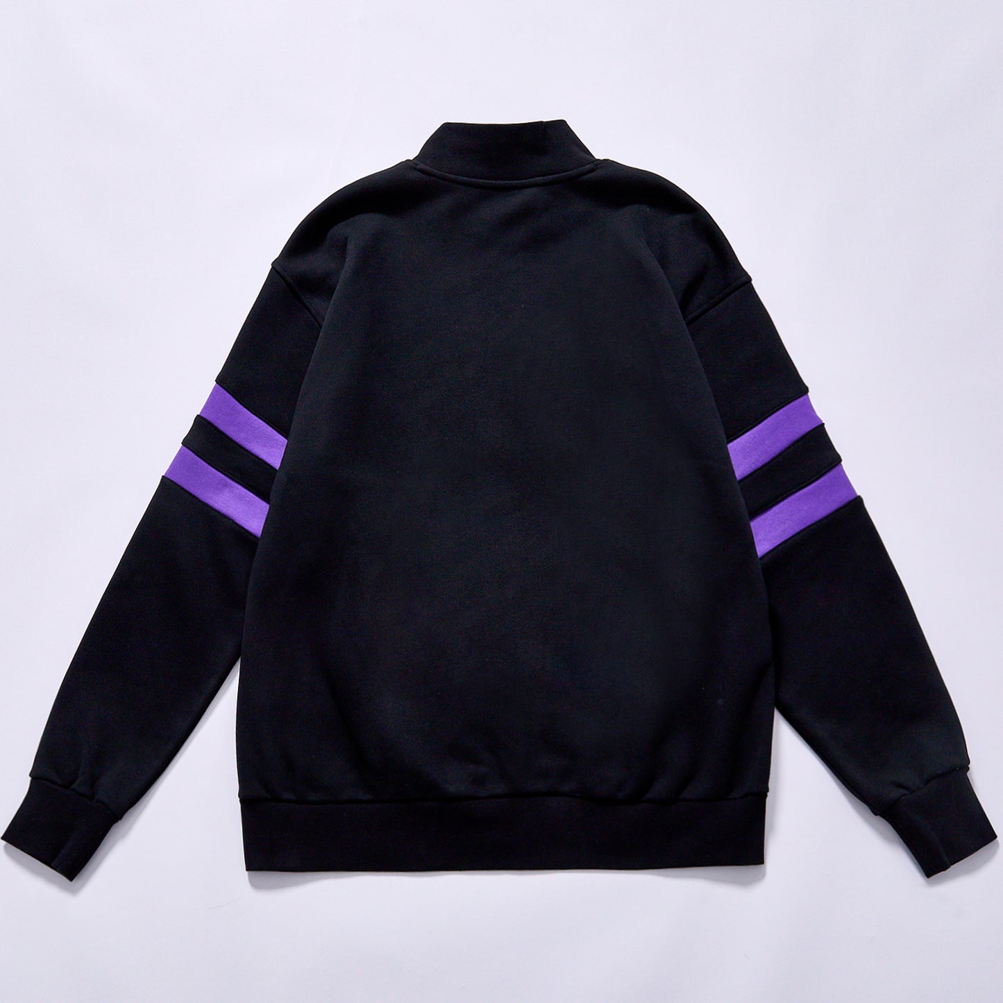 men black purple stripe tracksuit full zip stand collar jogger set men two piece tracksuit stand collar  straight leg sweatpants soft fleece fabric relaxed fit daily casual gym training jogging