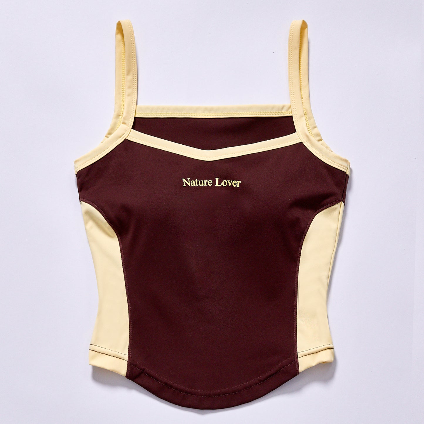 Custom Fashion spaghetti strap curve waist yoga tank waist shaping seamless yoga cami coffee brown main body yoga pilates training