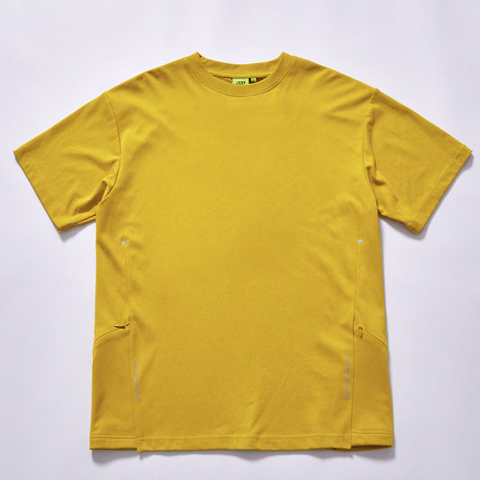 Hot selling bright yellow plain crew neck tee loose fit all-match basic short sleeve top drop shoulder relaxed oversized silhouette  spring summer streetwear