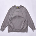 Custom Wholesale Deconstructed Sweatshirt vintage washed grey heavy cotton street sweat top  Support custom chest logo embroidery, small MOQ fast factory sampling
