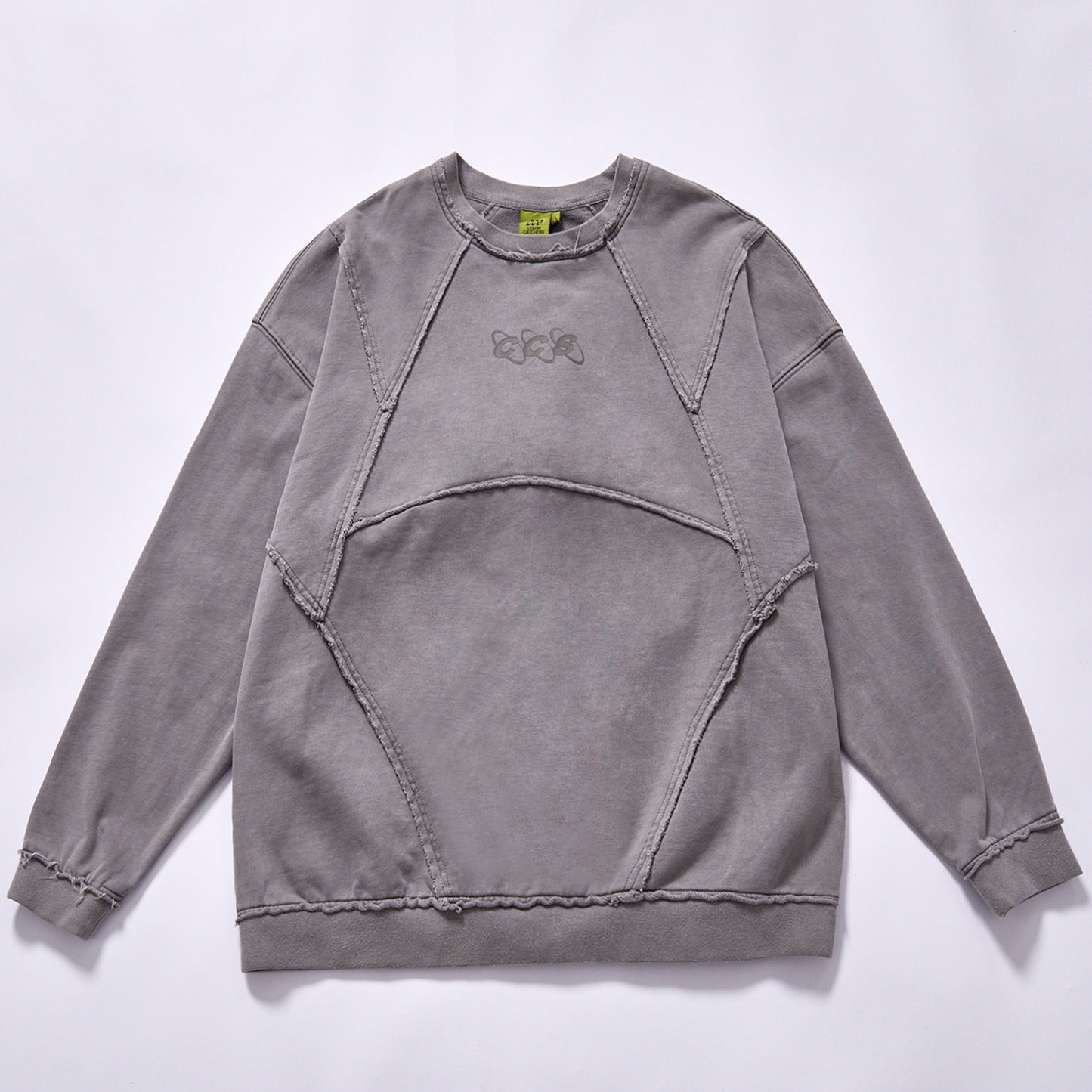 Custom Wholesale Deconstructed Sweatshirt vintage washed grey heavy cotton street sweat top  Support custom chest logo embroidery, small MOQ fast factory sampling