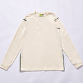 High quality soft heavy combed cotton plain spliced long sleeve crew neck tee drop shoulder relaxed straight fit crew neck base shirt wholesale blank custom logo apparel