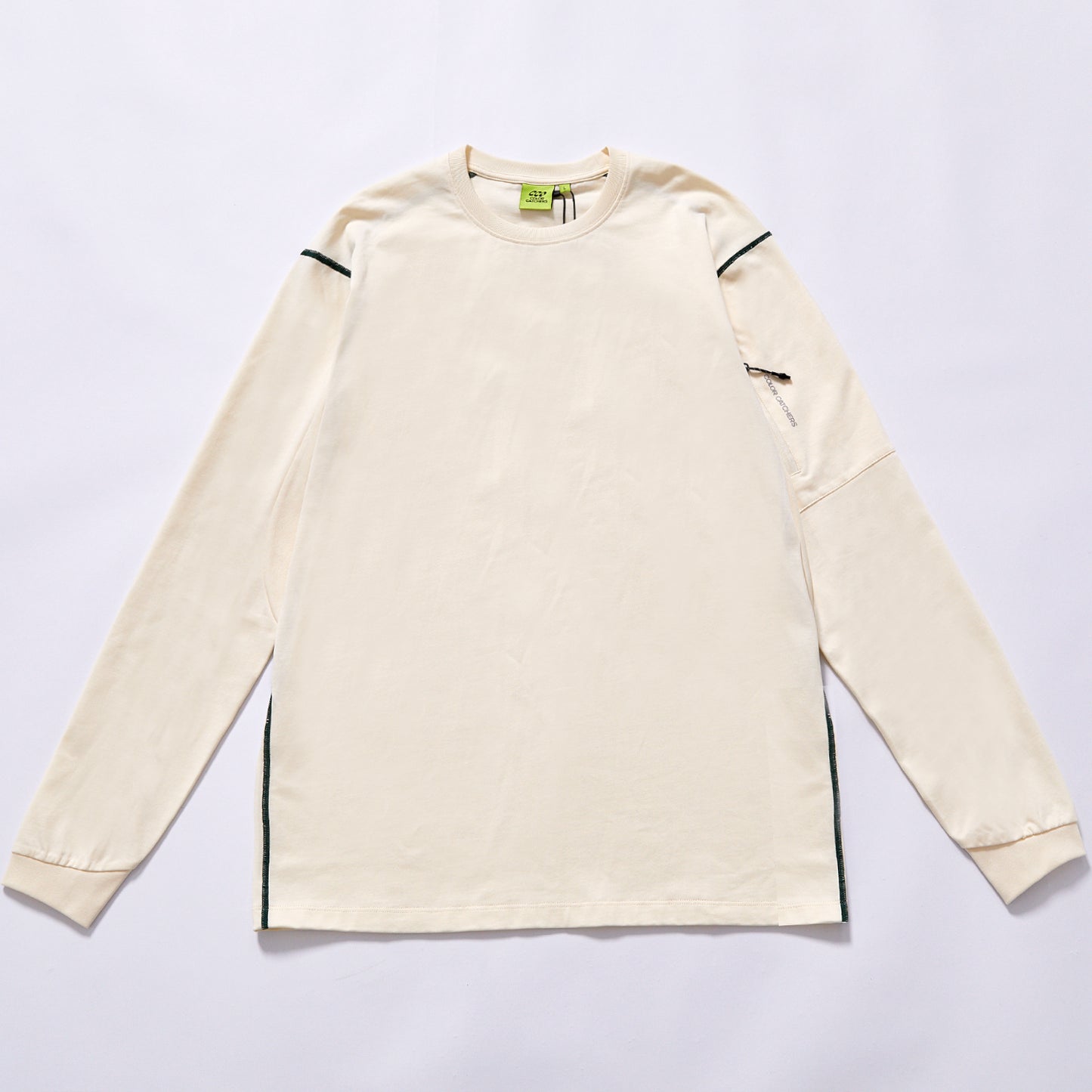 High quality soft heavy combed cotton plain spliced long sleeve crew neck tee drop shoulder relaxed straight fit crew neck base shirt wholesale blank custom logo apparel