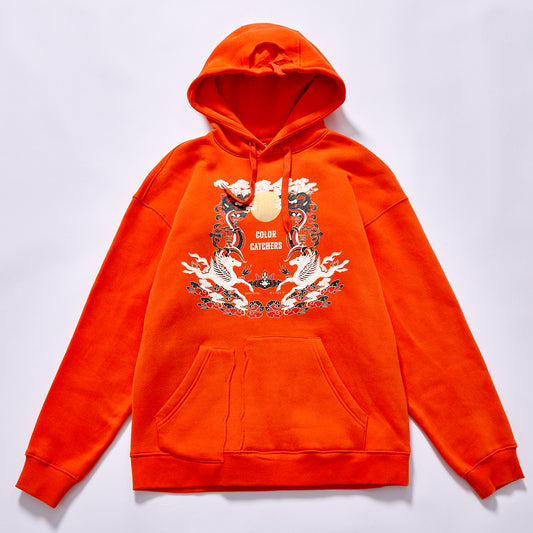 Customized traditional cultural streetwear top streetwear kangaroo pocket layering hoodie adjustable fabric drawstring hood pullover hooded sweatshirt cultural trend couple matching sets