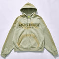 Customized full zip graphic hoodie kangaroo pocket oversized drop shoulder zip up hoodie faded wash sweatshirt daily commute outer