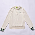 Customized college striped polo sweatshirt long sleeve polo sweatshirt mini chest embroidery polo sweatshirt  golf casual wear