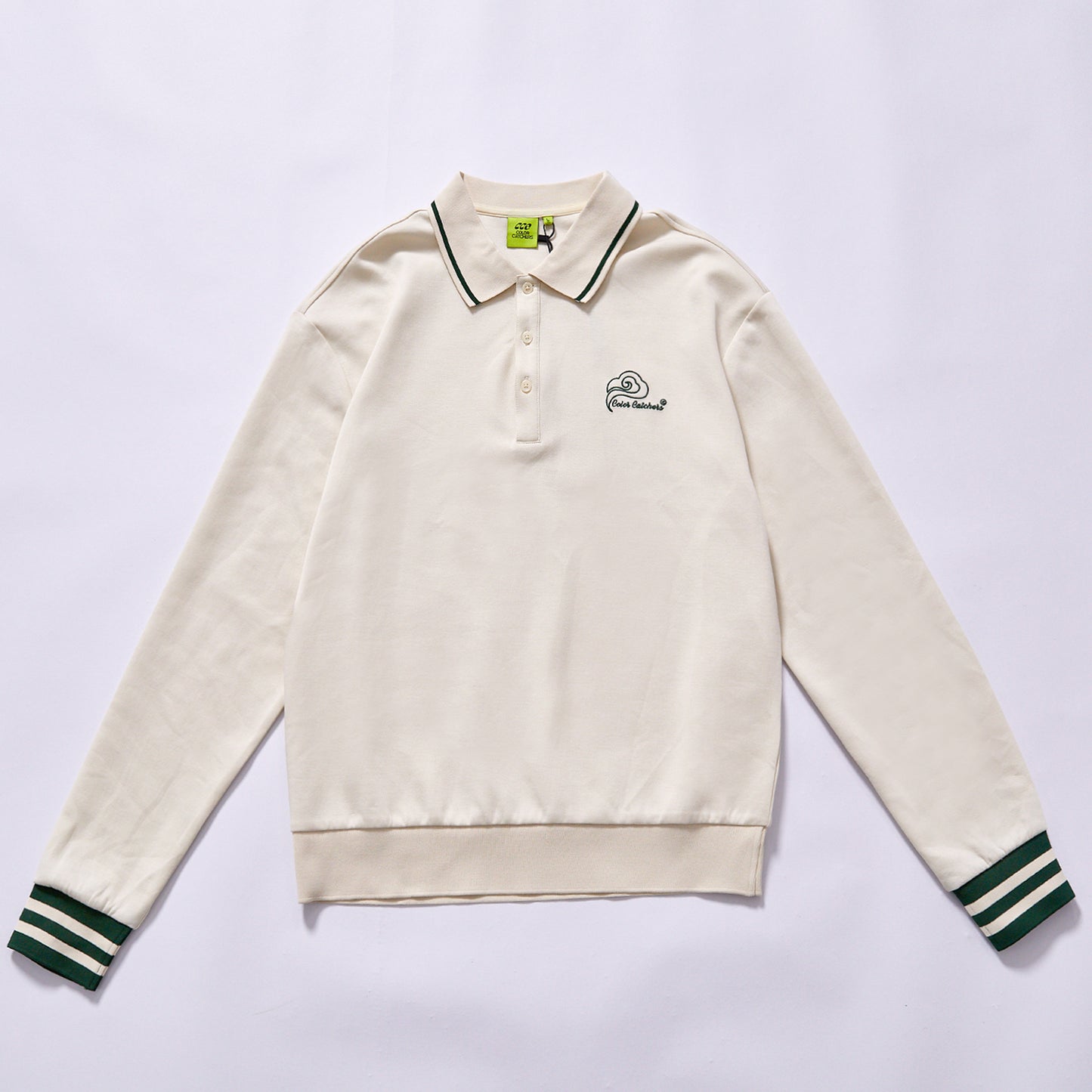 Customized college striped polo sweatshirt long sleeve polo sweatshirt mini chest embroidery polo sweatshirt  golf casual wear