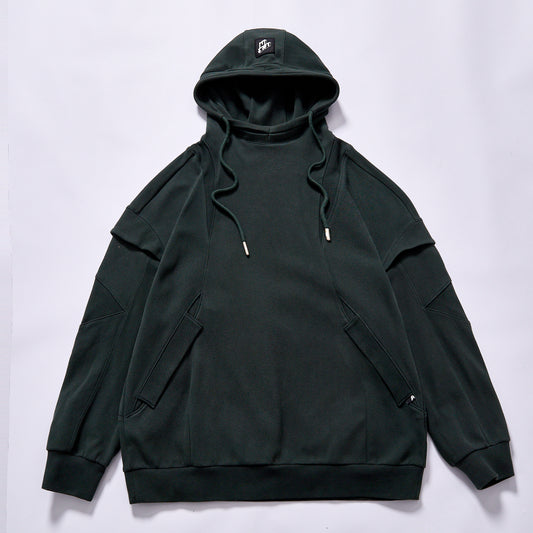 trending oversized streetwear panel layered pullover hoodie drop shoulder loose fit plain layering hoodie city walk
