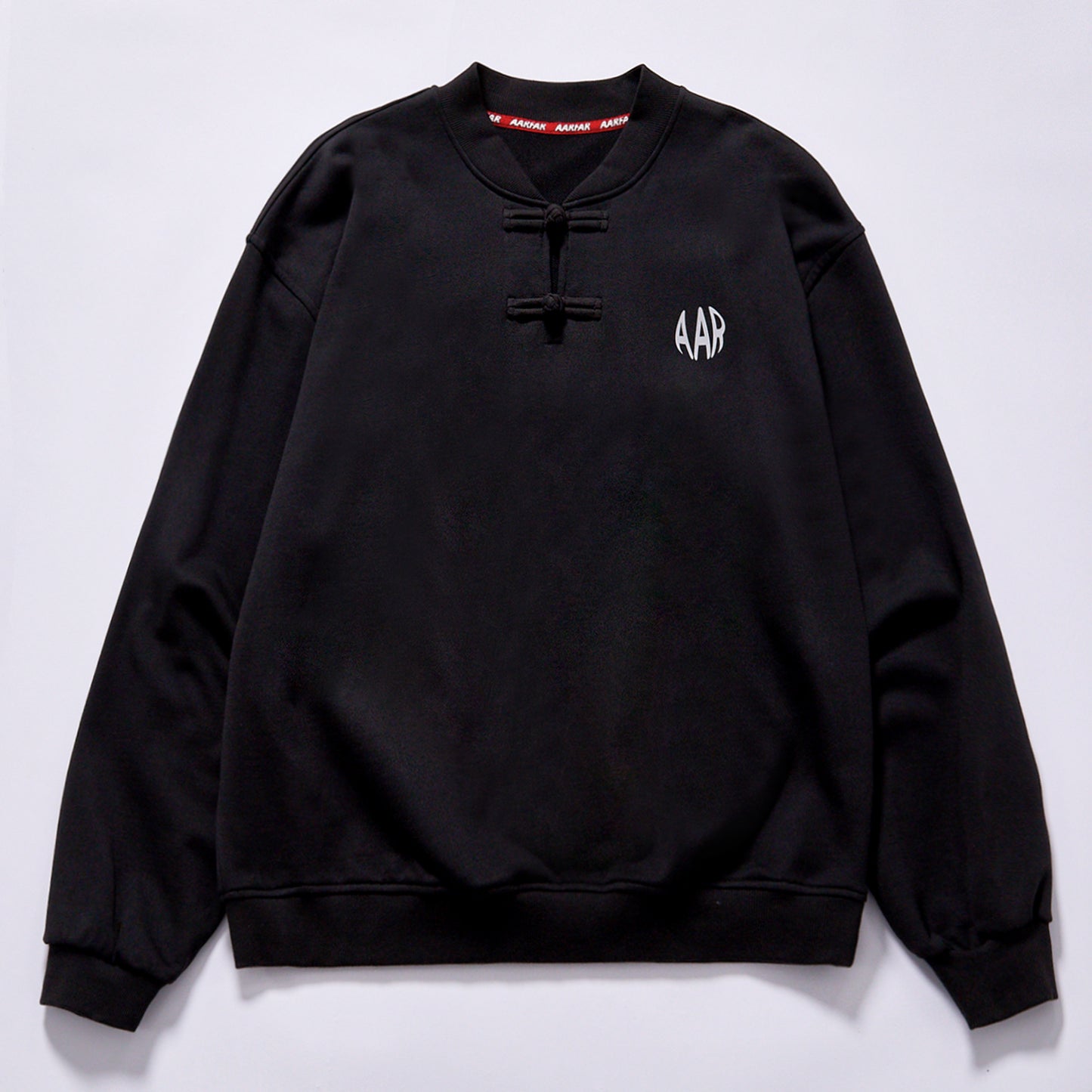 custom chinese style embroidered fleece pullover drop shoulder relaxed fit crew sweatshirt daily commute