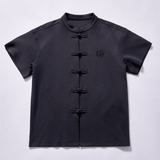 Cool Summer Staple Short Sleeve Top Comfortable Solid Color Modified Chinese Frog Button Top for Guochao Exhibition Attire Trip Outfit
