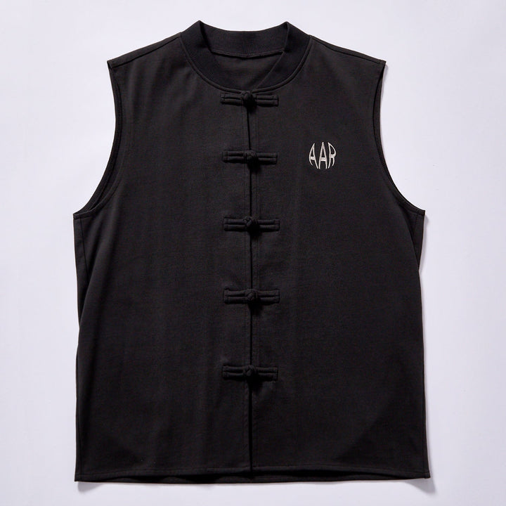 Embroidered Frog-Button Vest