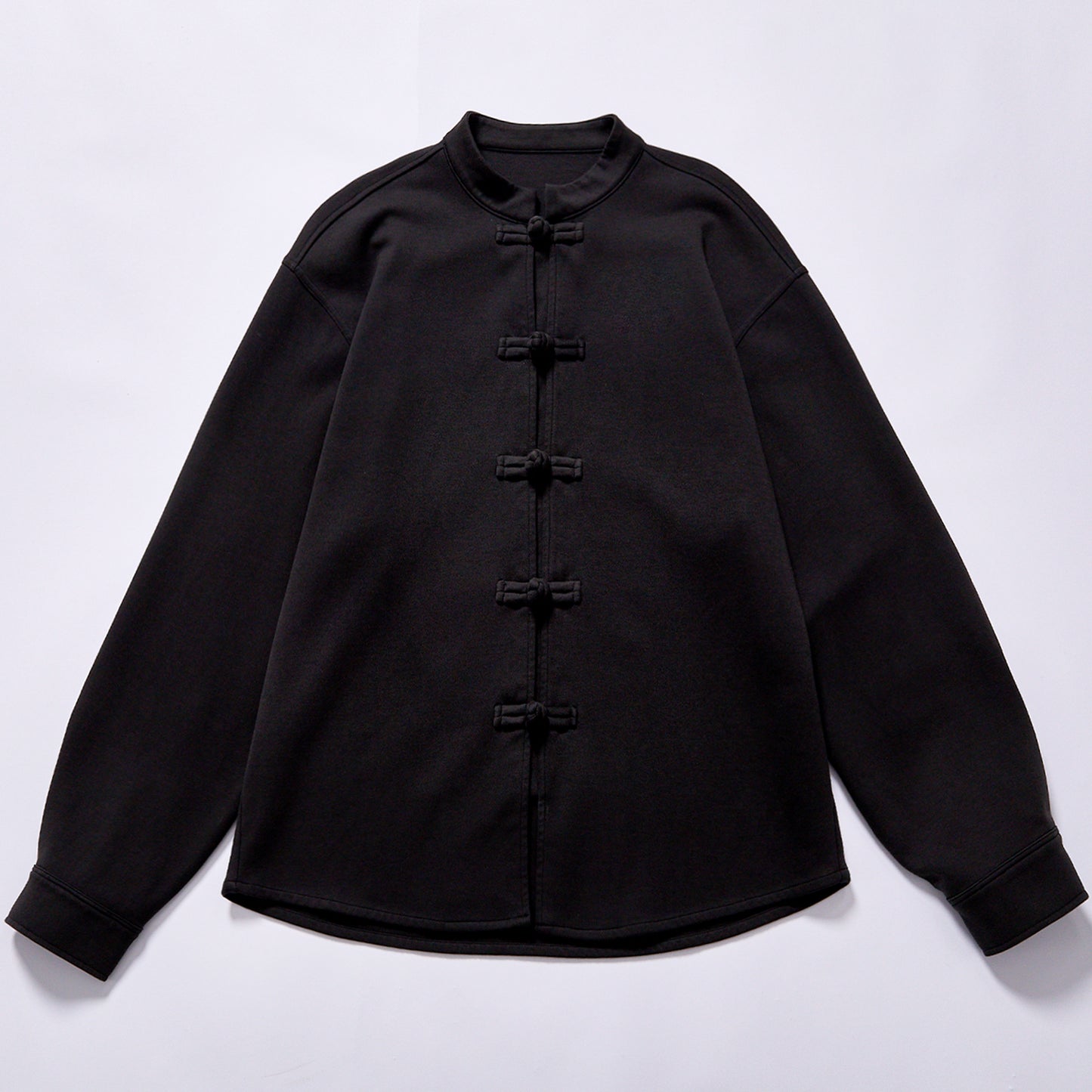 custom factory bulk chinese style stand collar fleece top relaxed regular fit chinese style shirt cultural streetwear