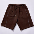 Custom wholesale shorts loose drawstring knee length shorts side contrast stitch sweat shorts side hidden slip pockets  Heavy Cotton Wide Leg Street Casual Knee Shorts