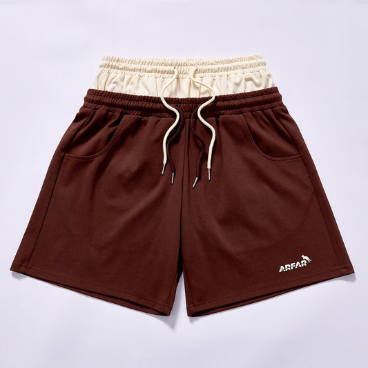 bulk wholesale drawstring loose knee fleece shorts matching two tone drawcord retro street summer athletic bottoms city walk couple matching set