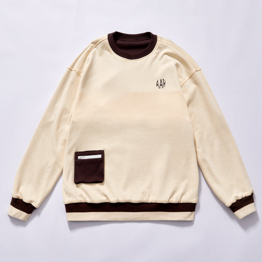 Custom High Quality Hoodie color block embroidery oversized pullover heavy cotton french terry loose oversized unisex sizes two tone contrast rib oversized crew pullover  bulk wholesale men women apparel