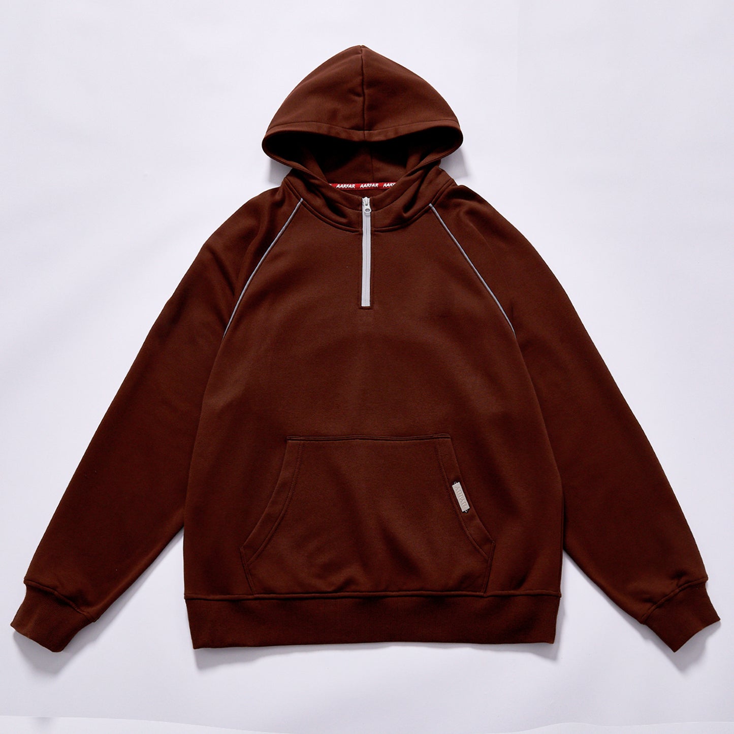 Oversized Figure-Flattering Hoodie Sweatshirt Front Half-Length Metal Zipper oose Cut No Shoulder Restraint American Retro Pullover Hoodie for Loungewear For Indoor Relaxation Couple Dating Matching Look