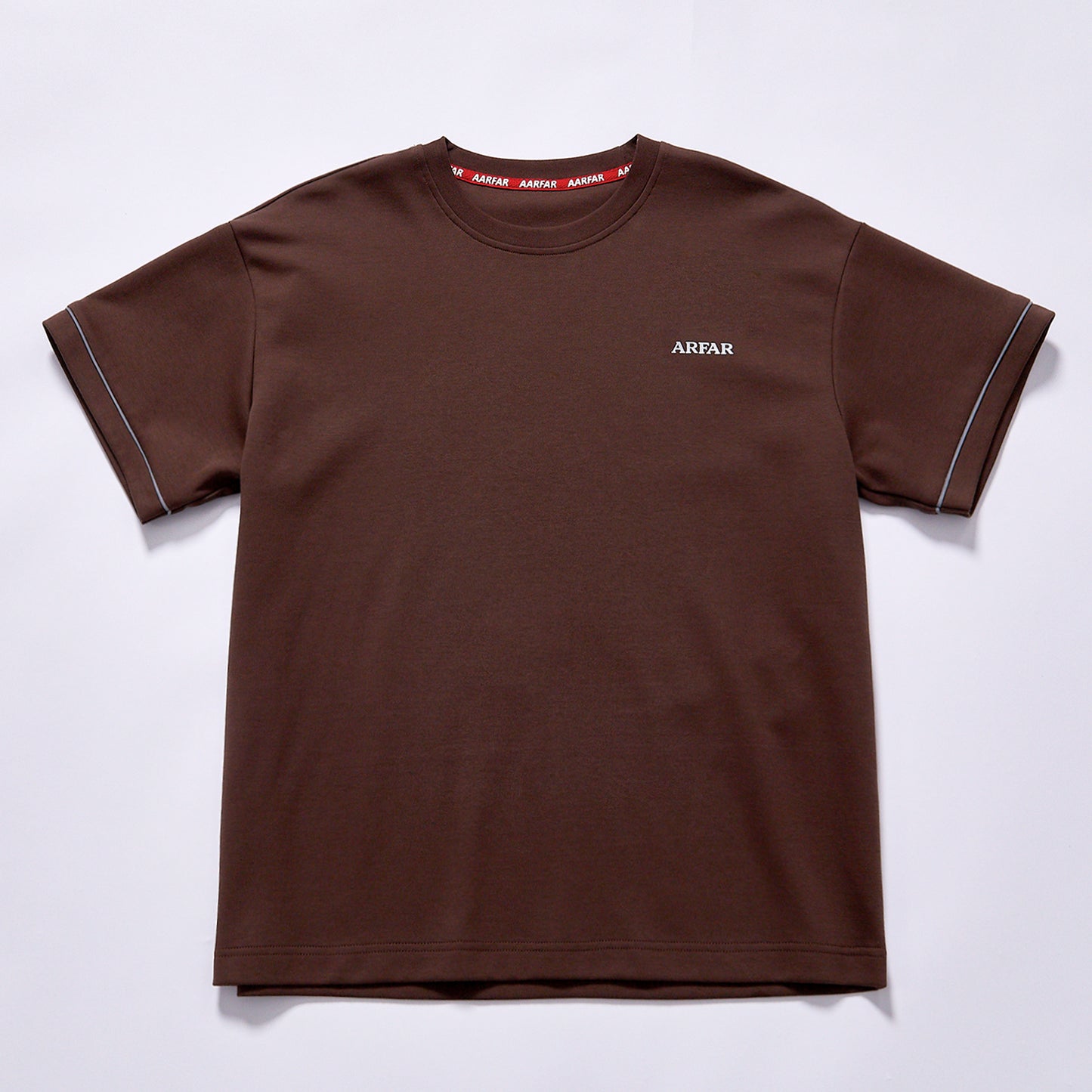 Customized High Quality T-Shirt contrast piping cuff t-shirt mini logo embroidery crew neck t-shirt loose oversized relaxed fit daily streetwear
