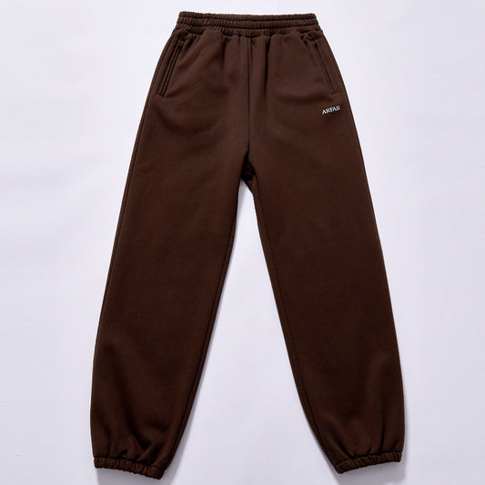 Customized Pants drawstring waist loose ankle sweatpants zipper side pocket cuffed track pants loose tapered leg Coffee Brown Mini Logo Embroidery Zipper Pocket Jogger Sweat Pants jogging travel