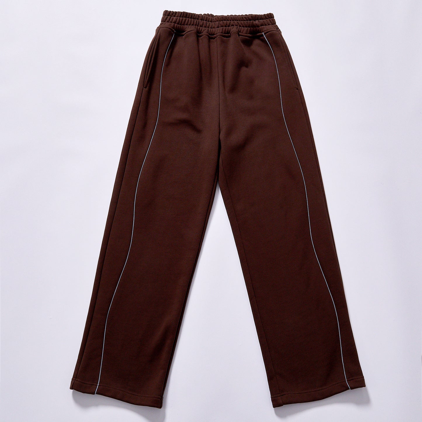 Customized Fashion contrast piping wide leg sweatpants drawstring waist straight casual track pant  hidden side slip pockets Heavy Cotton Full Length Street Casual Sweat spring autumn loungewear