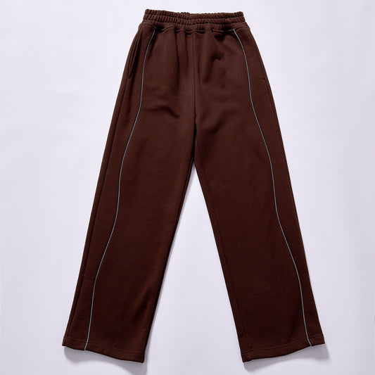 Customized Fashion contrast piping wide leg sweatpants drawstring waist straight casual track pant  hidden side slip pockets Heavy Cotton Full Length Street Casual Sweat spring autumn loungewear